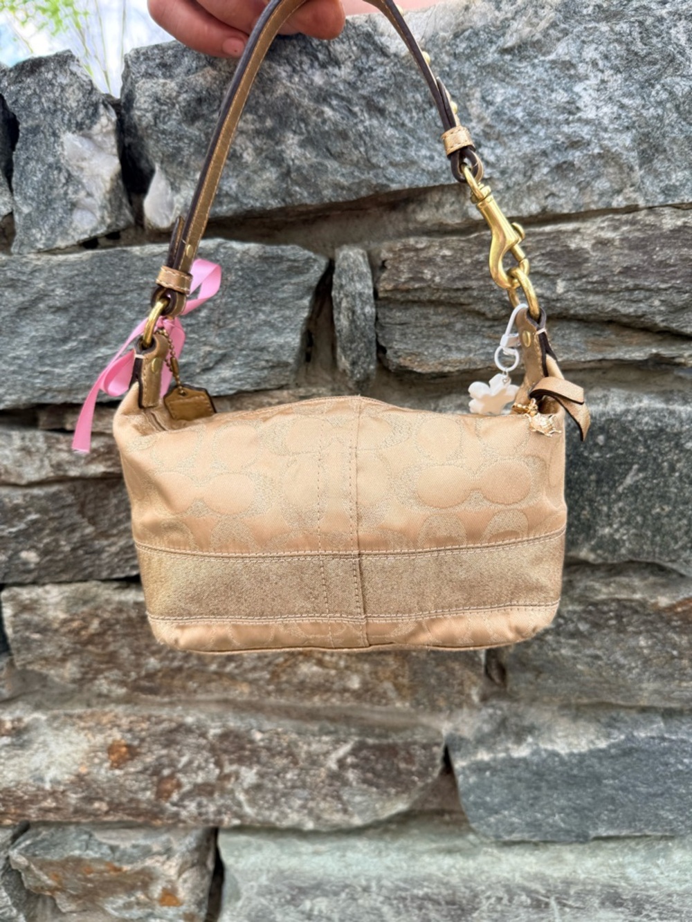 Coach Signature Mini Bag in Gold metallic with Gold Hardware